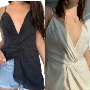 Aritzia Babaton Pursuit Plaid Black Camisole Gauzy Fabric Size 2XS